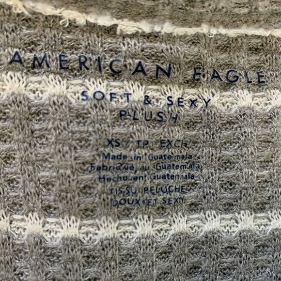 American Eagle Crop Top Women XS Soft & Sexy Long Sleeve Tied Button Front - Picture 8 of 8